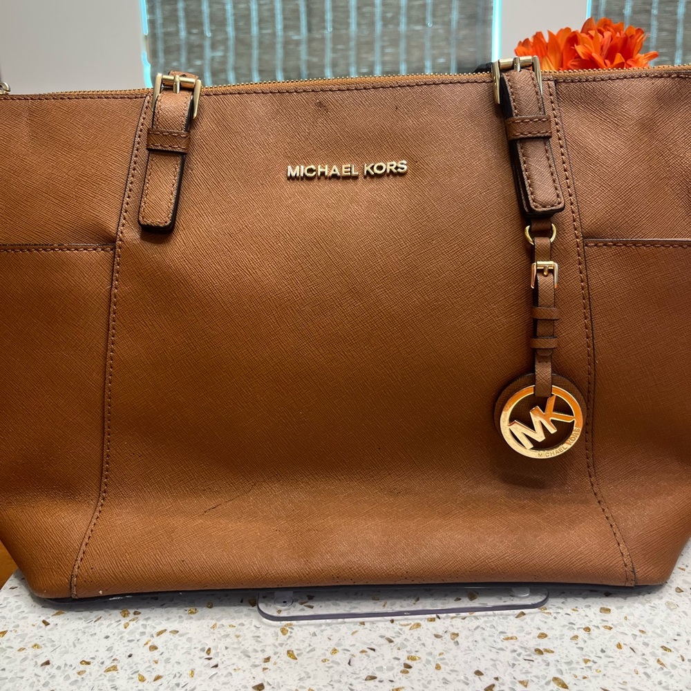 Michael Kors Charlotte Luggage Brown Tote Bag